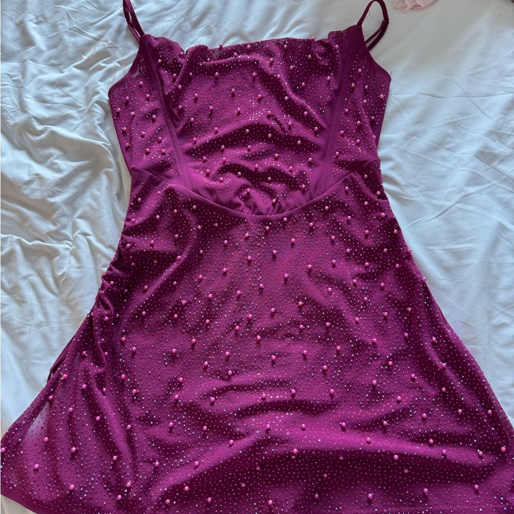 AKIRA Sparkling Magenta Pink Purple Corset Mini Dress